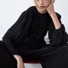 Navy Jacquard Spot Satin Ruffle Back